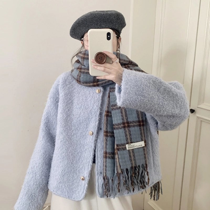 Women's Lady Minimalist Lattice Imitation Cashmere Scarf