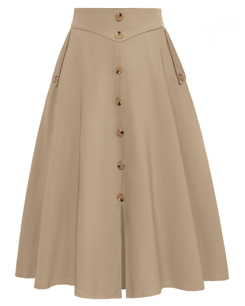 Vintage A-Line Skirt Midi Skirt Casual Skirt High Waisted Midi Party Skirt Basic A-Line Stretchy Flared Skirt Swing Skirt