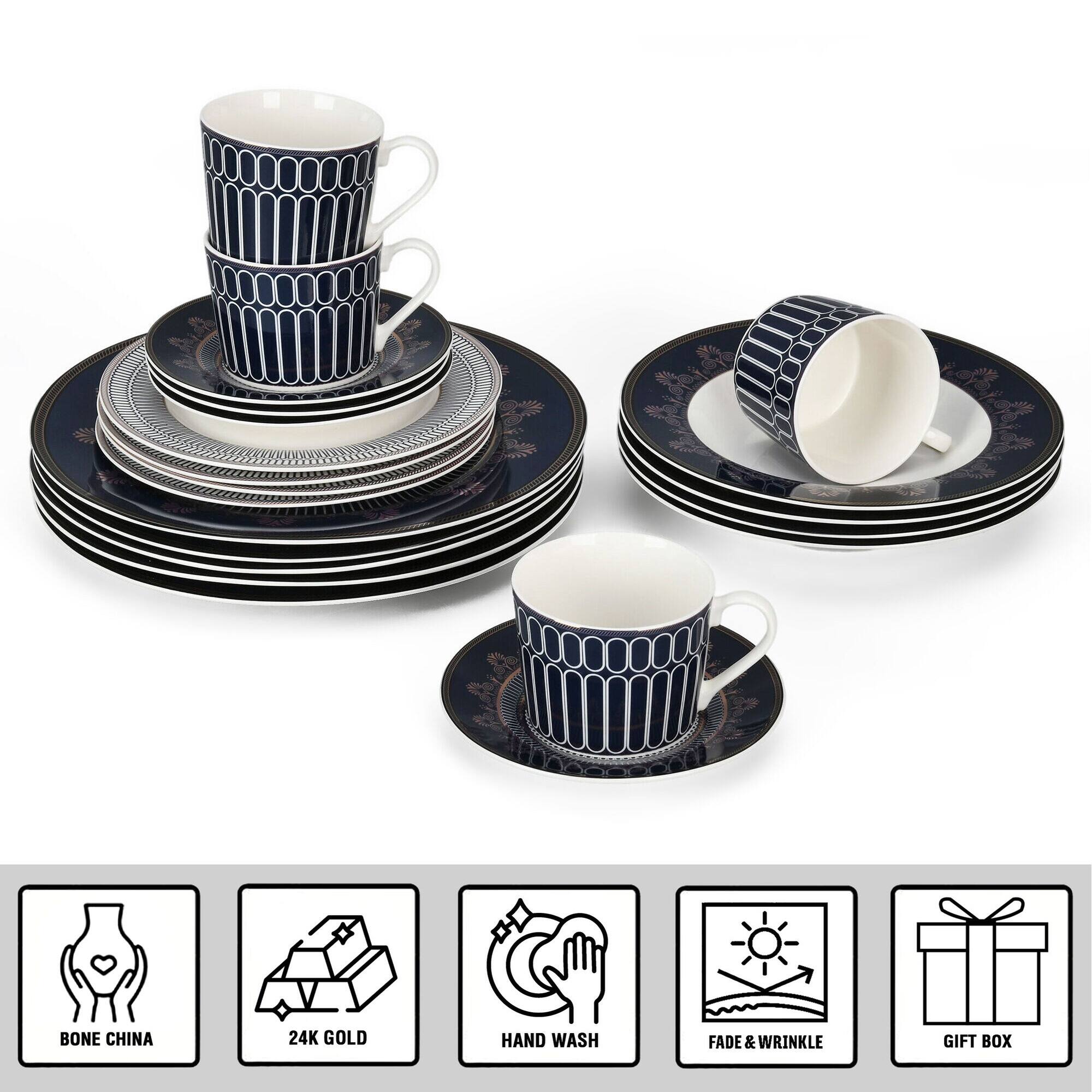 Luxury Cobalt Bone 5 Piece Porcelain Dinner Set