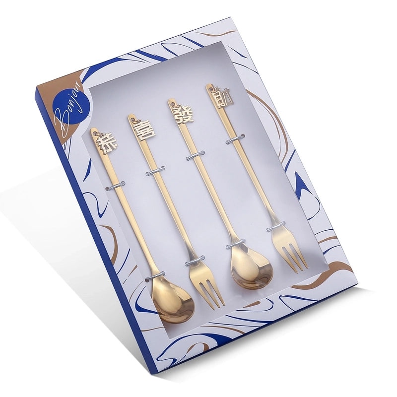 Cute Solid Color Stainless Steel Tableware 1 Set