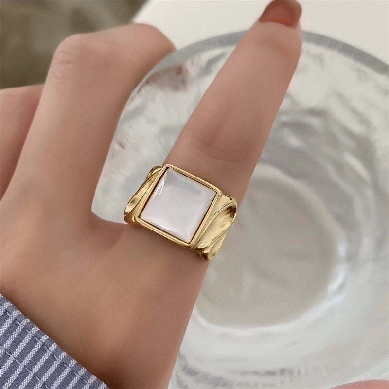 Minimalist Square Stainless Steel Plating 18k Gold Plated Rings