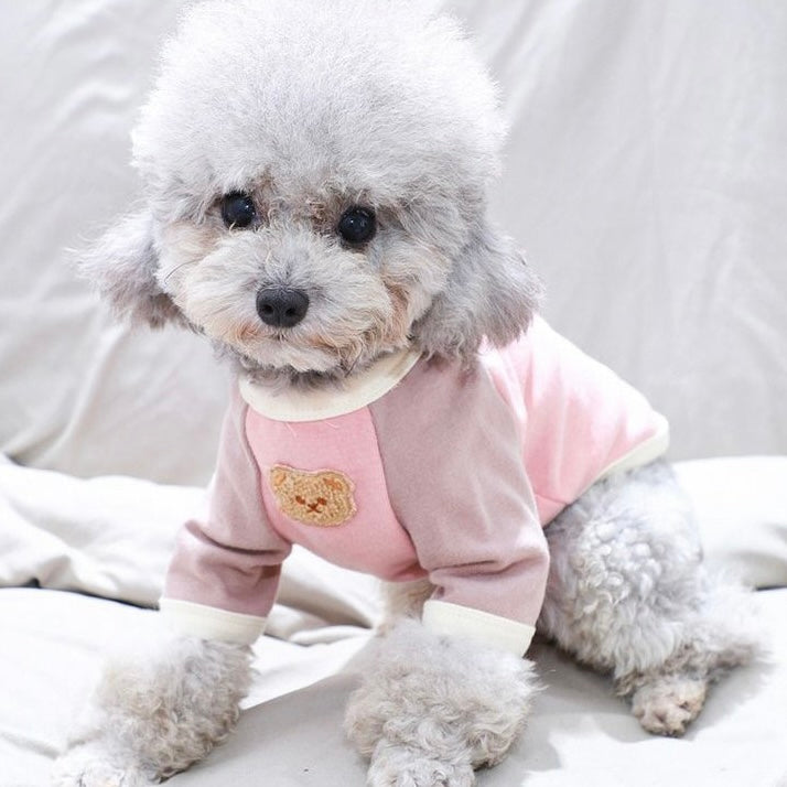 Contrast Color Bear Printed Dog Cat T-Shirt