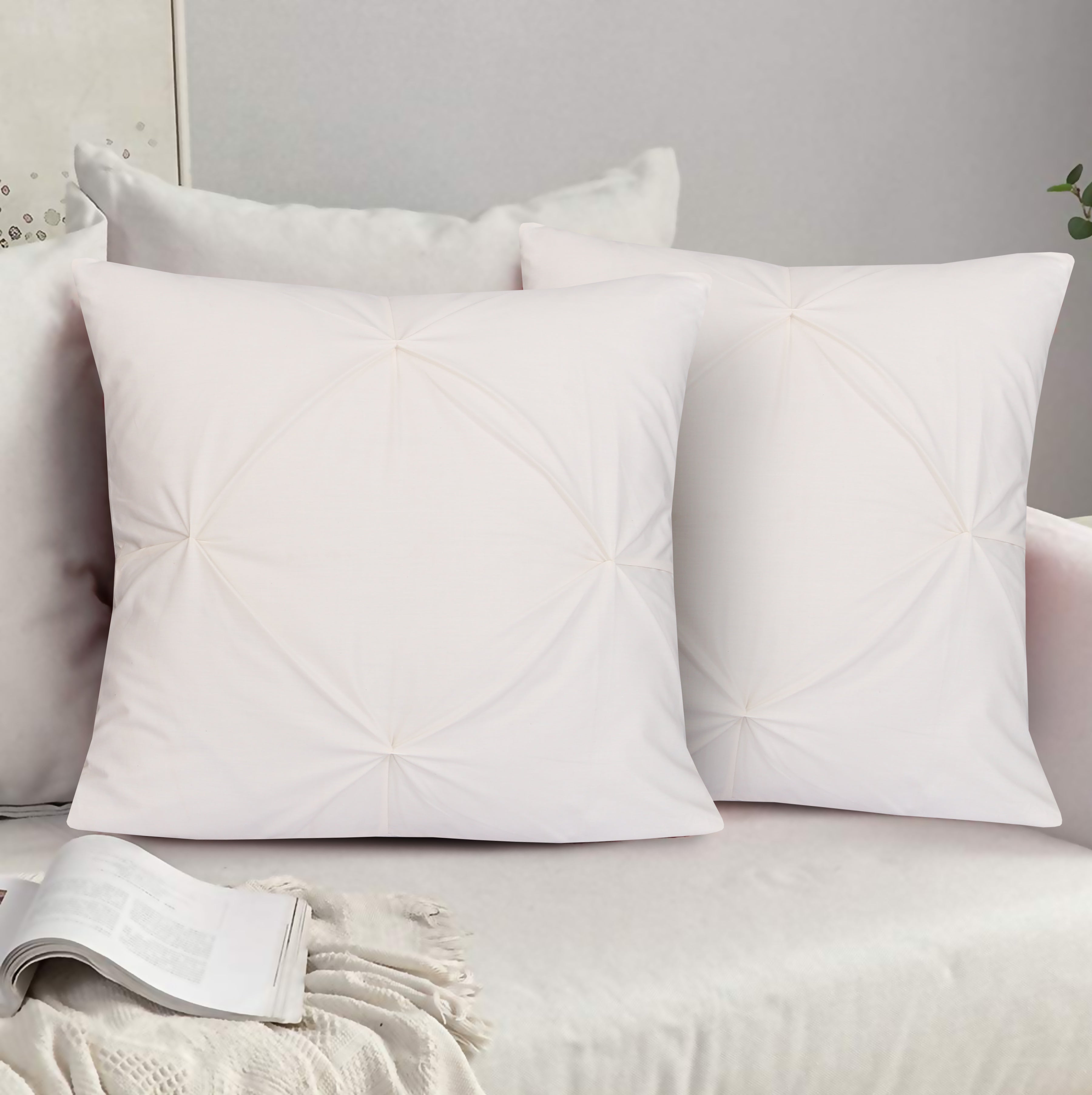 Cream Pin Tuck-Cushion Covers Pack of Two