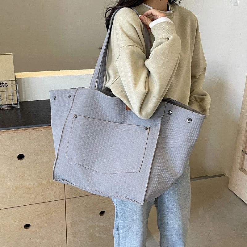 Leopard Print Canvas Tote Large Capacity Bag For Women New Trendy Fashion Original Design Portable Commuter Bag Shoulder