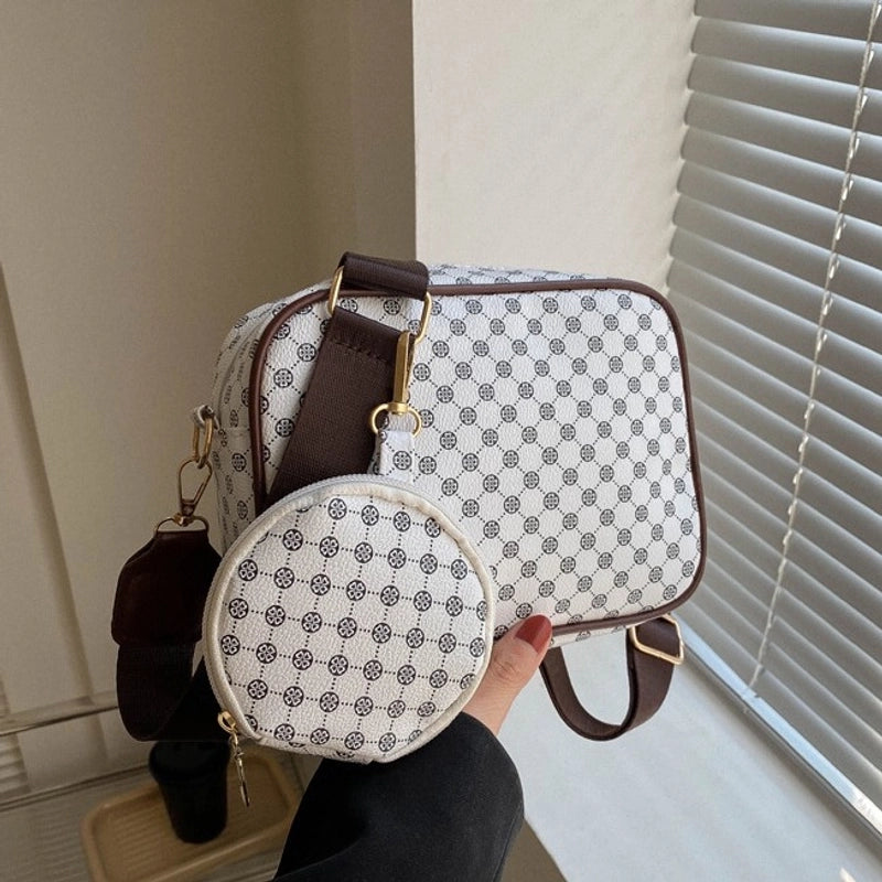 Women's Medium Pu Leather Argyle Vintage Style Classic Style Square Zipper Crossbody Bag