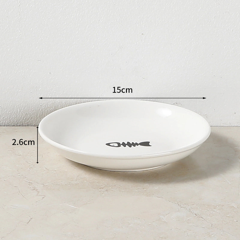 Pet Ceramic Bowl  Cat Bowl High-legged Ceramic Cat Food Bowl Snack Canned Plate Anti-cervical Spondylosis Anti-overturning Cat Food Basin
