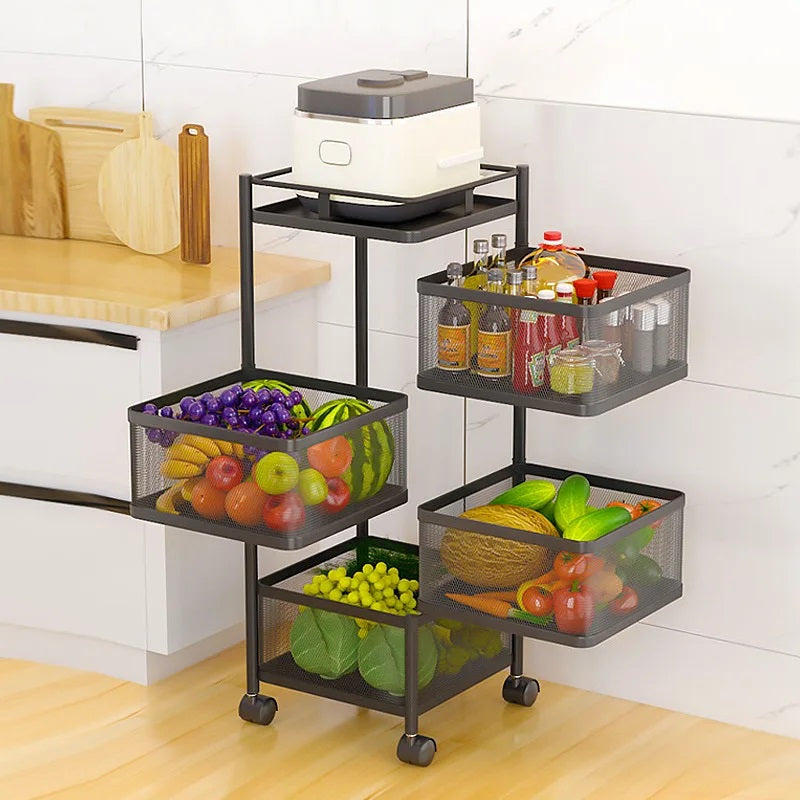 4 Tier 360 Degree Rotating Storage Rack-(5288)Square Black