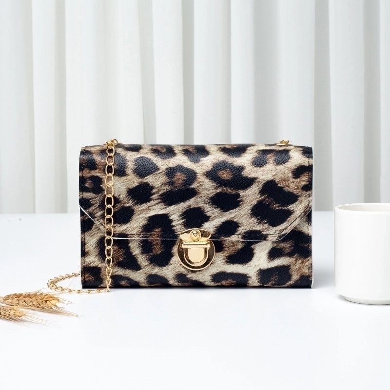 Women's Pu Leather Zebra Fashion Square Lock Clasp Shoulder Bag Crossbody Bag Chain Bag