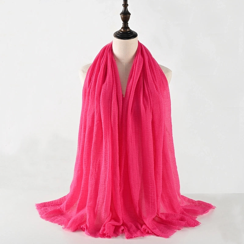 Women's Vacation Minimalist Solid Color Cotton Silk Scarf
