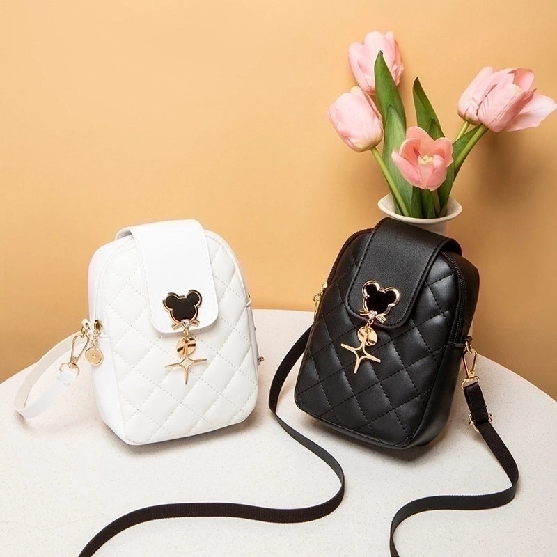 Fashion Solid Color Lingge Square Buckle Crossbody Bag