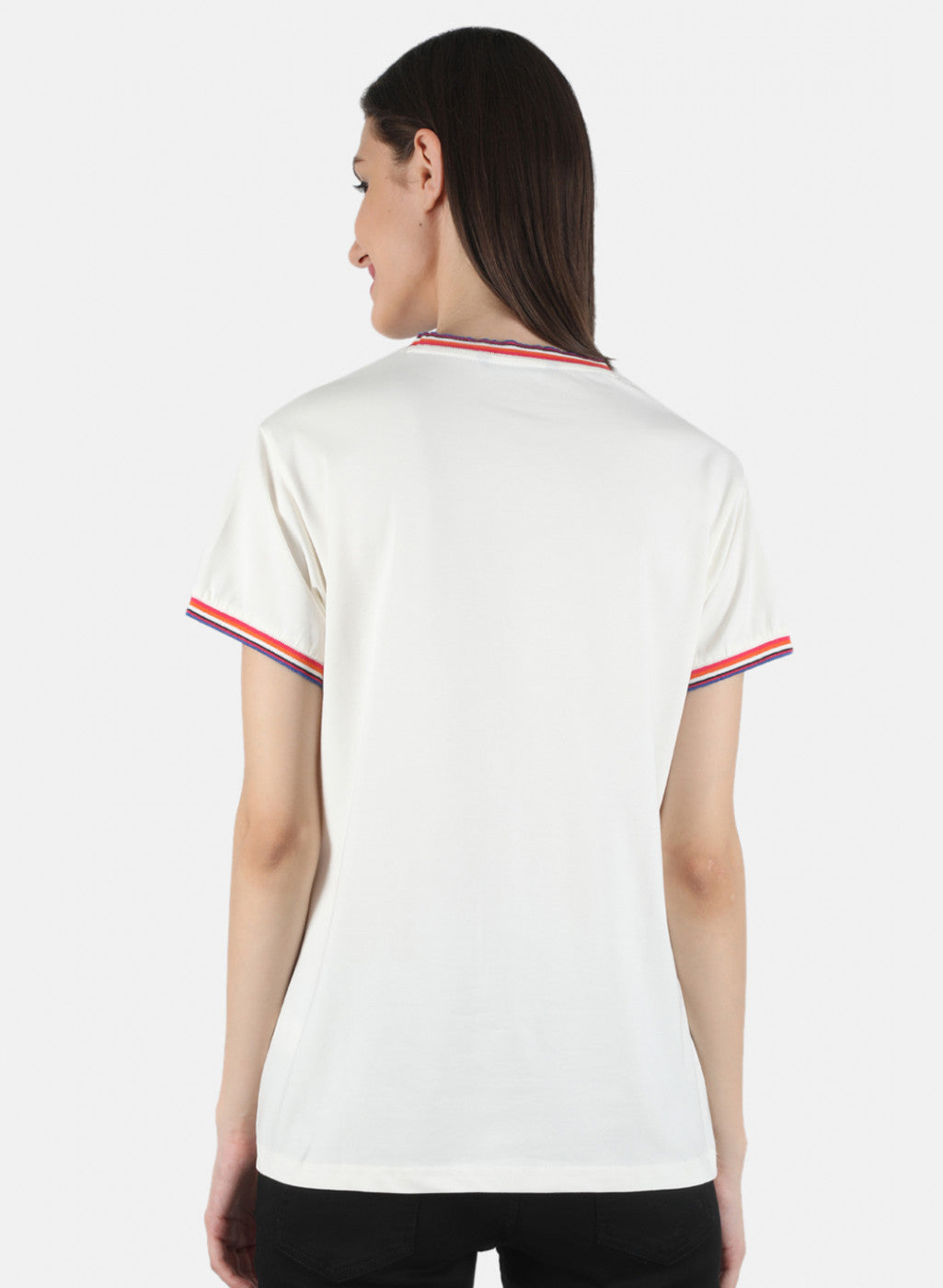 Women Off White Embroidered Top