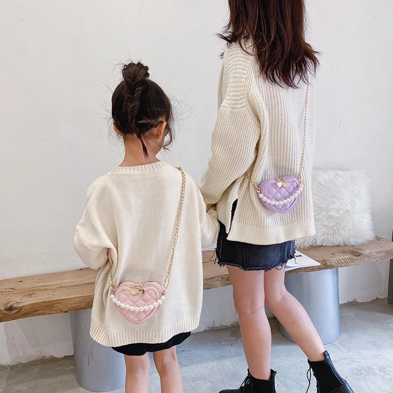 Lingge Pearl Chain Children's Bag Fashion One-shoulder Messenger Bag Coin Purse