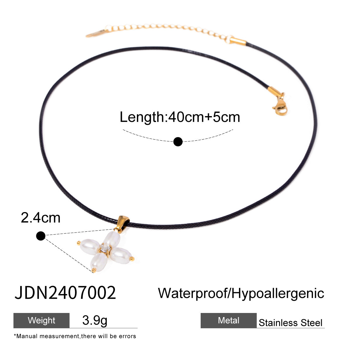 Jie Ding Black Rope Titanium Steel Necklace Niche Design Clavicle Chain Hot Style Stainless Steel