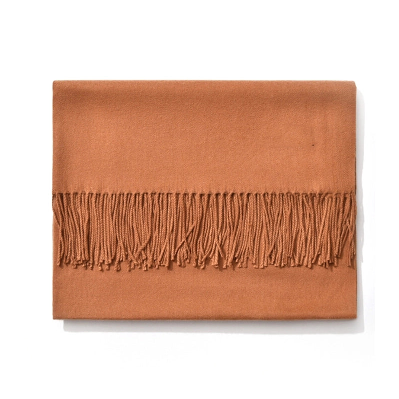 250g Autumn And Winter New Warm Thick Cashmere Texture Solid Color Couples Long Scarf Air Conditioning Tassel Shawl
