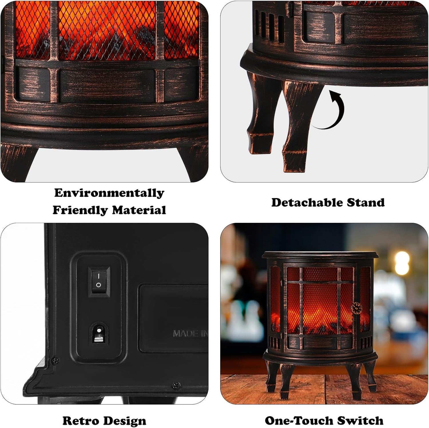 Portable Fireplace Lantern. Decorative Fireplace USB/Battery Operated Fireplace Lights