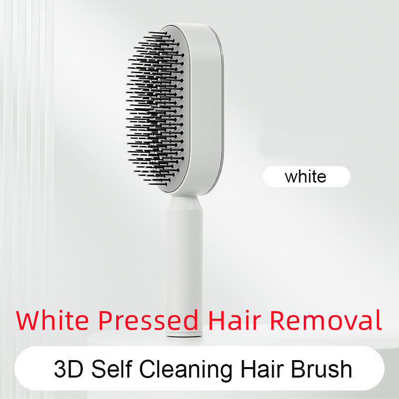 Self-cleaning hairbrush for women. One-button cleaning airbag to prevent hair loss