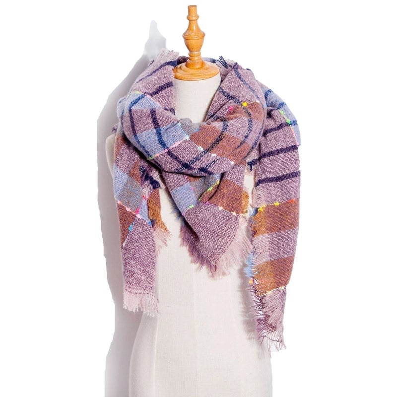 Hot New Autumn And Winter Square Scarf Split Women's Shawl Bristle Triangular Binder Plaid Scarf