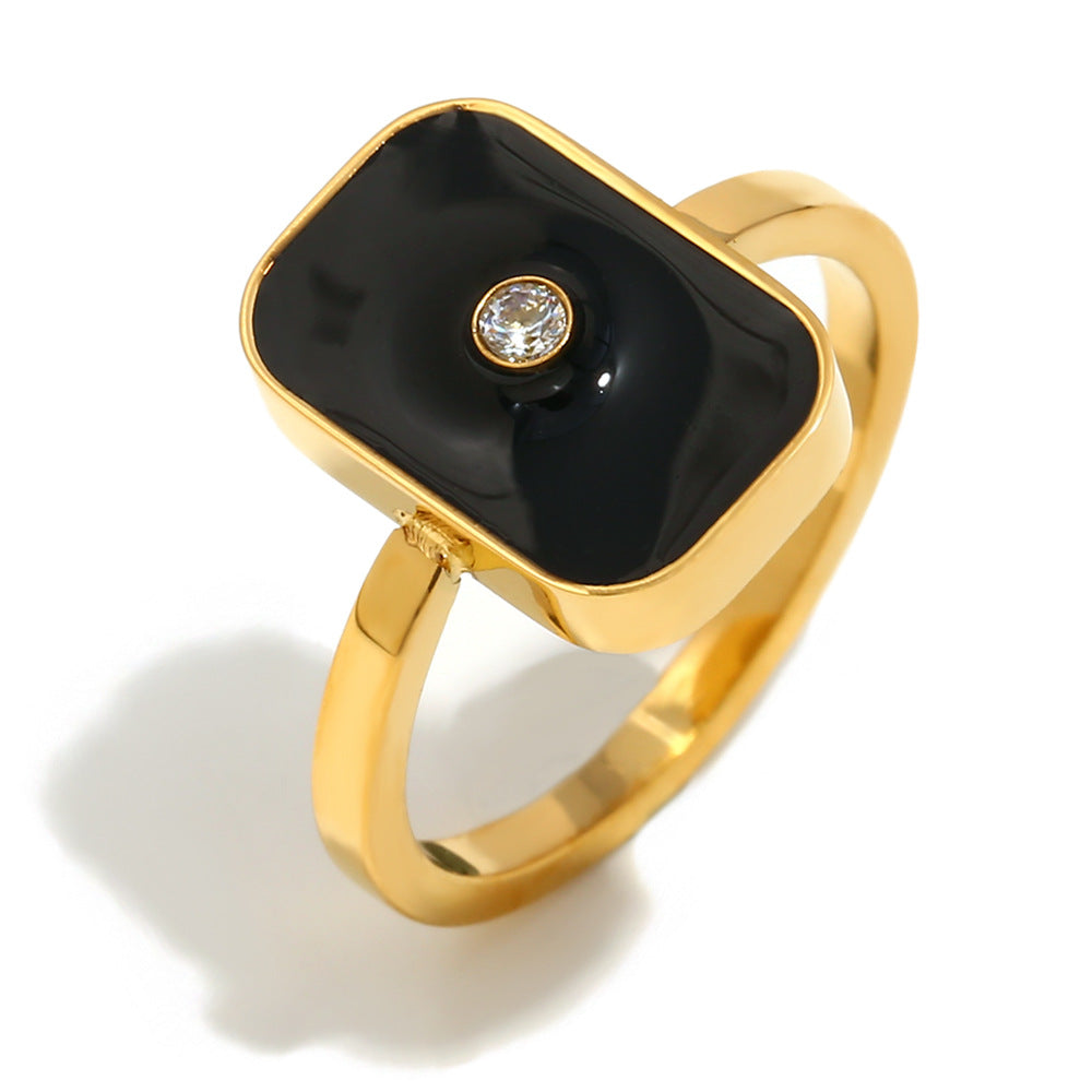 Ins Fashion Niche Design Personality Hand Jewelry Stainless Steel Plated 18K Gold Two-Color Geometric Snake Ring Female