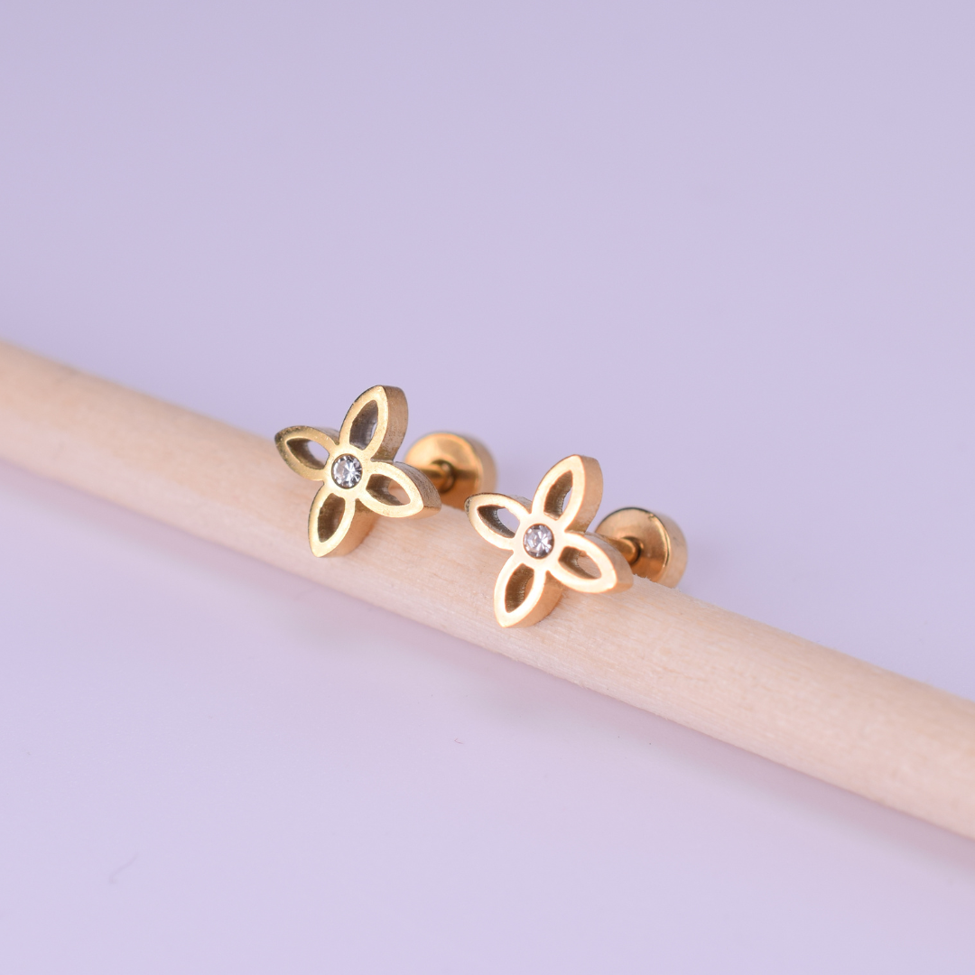 Sparkle flower studs - Gold