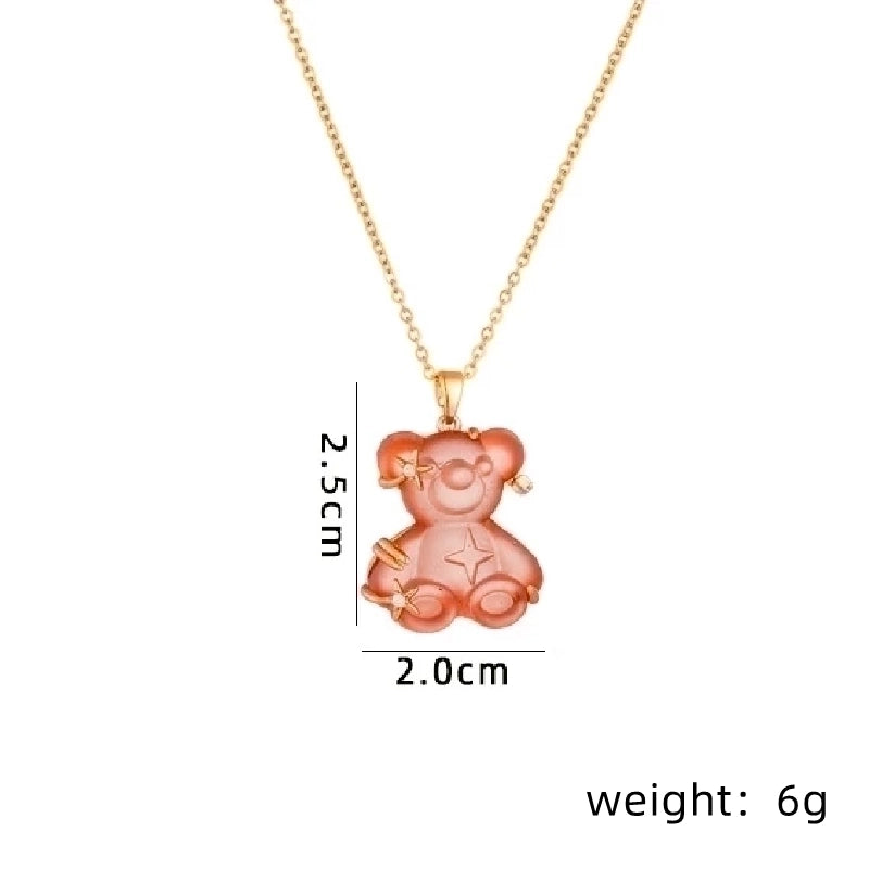 Cute Little Bear Star 201 Stainless Steel Copper Resin Zircon Plating Inlay