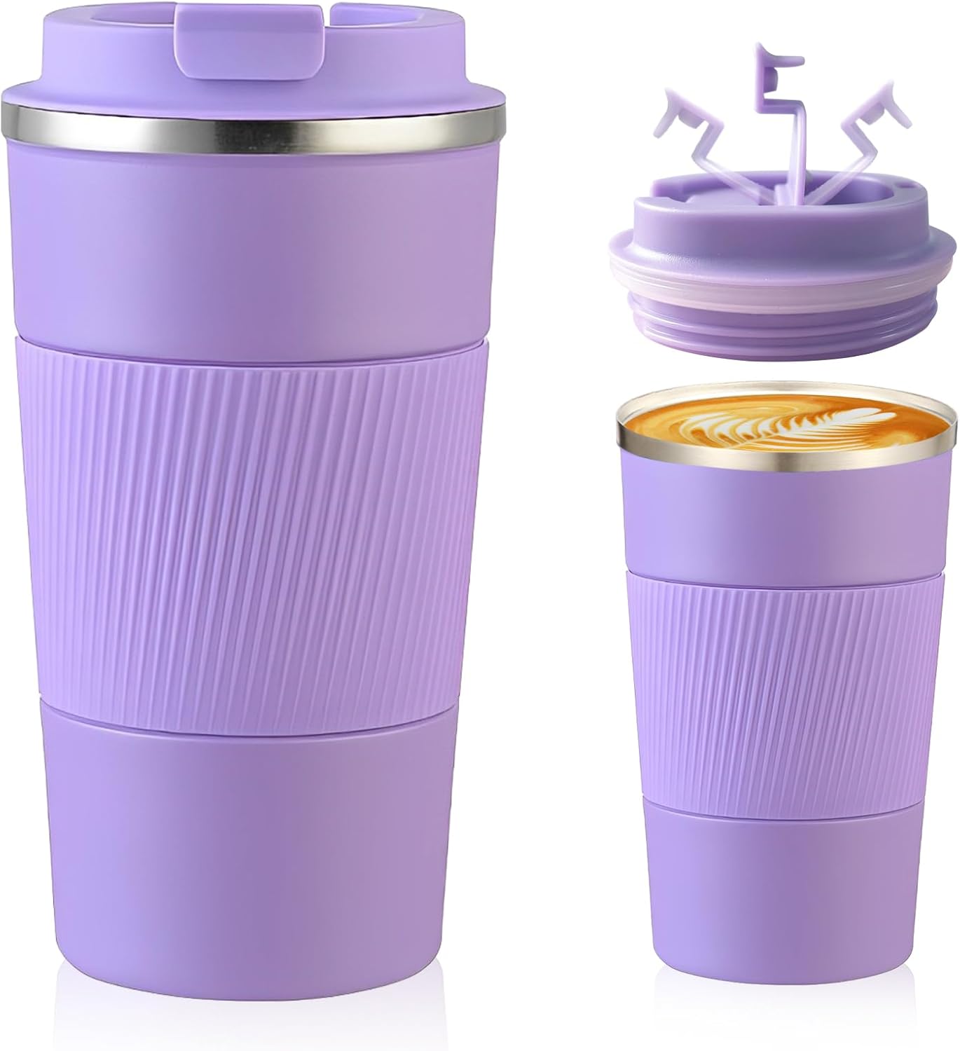 Senshuomy Travel Mug, Insulated Coffee Cup with Leakproof Lid, Reusable Coffee Cups Travel Cup, Stainless Steel thermaol Mug for Hot Cold Drinks (Green 380ml)