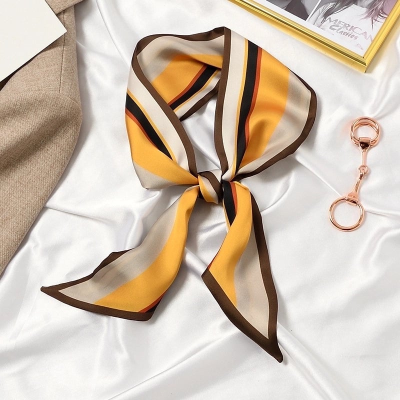 Women's Elegant Flower Satin Silk Scarf