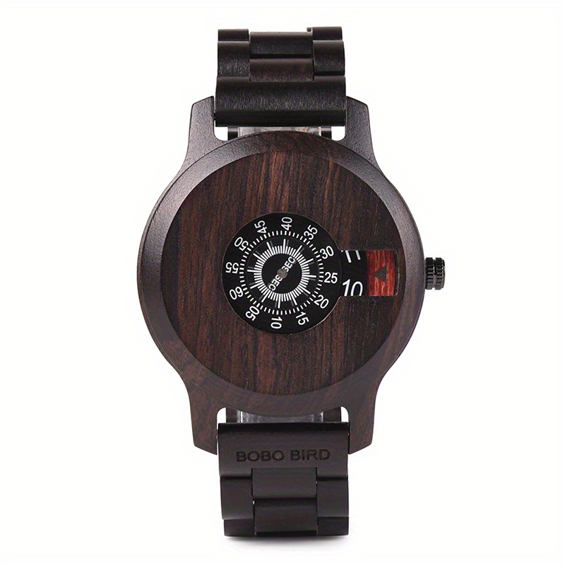 Simple Men's Wooden Watch Vintage Pointer Round Quartz Wrist Watch With Wooden Box Birthday Gift