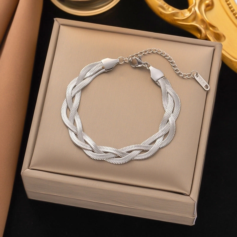 304 Stainless Steel 18K Gold Plated Rose Gold Plated Streetwear Plating Solid Color Layered Necklaces