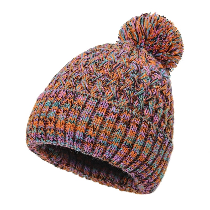 Hot Sale Knitted Hat Autumn And Winter Fur Ball Colorful Wool Hat Adult Warm Pullover Hat