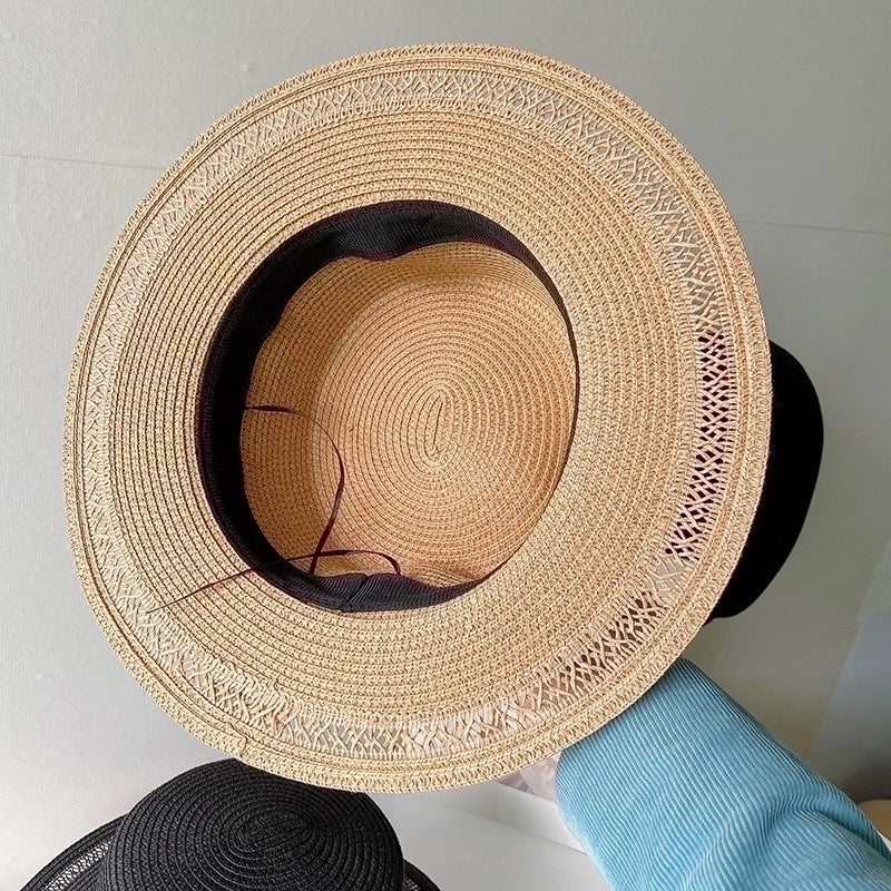 Women's Sweet Geometric Flat Eaves Straw Hat