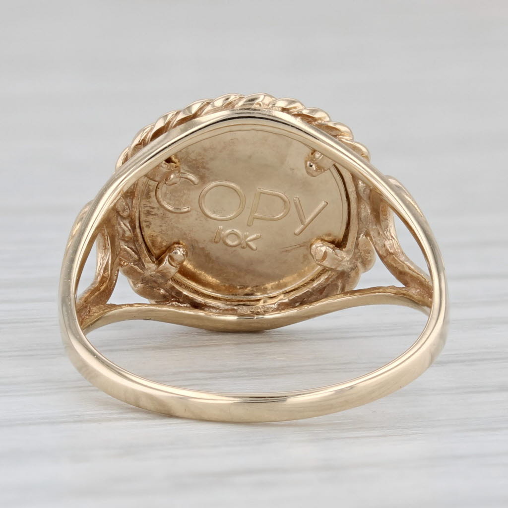 Chinese Panda Coin Copy Ring 10k Yellow Gold Size 6.25