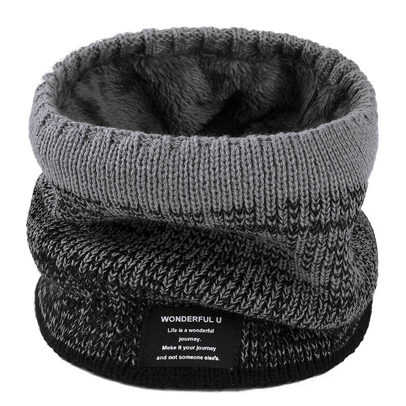 New Wool Knitted Scarf Women's Winter Warm Velvet Scarf Men's Thickened Gradient Couple's Personalized Collar