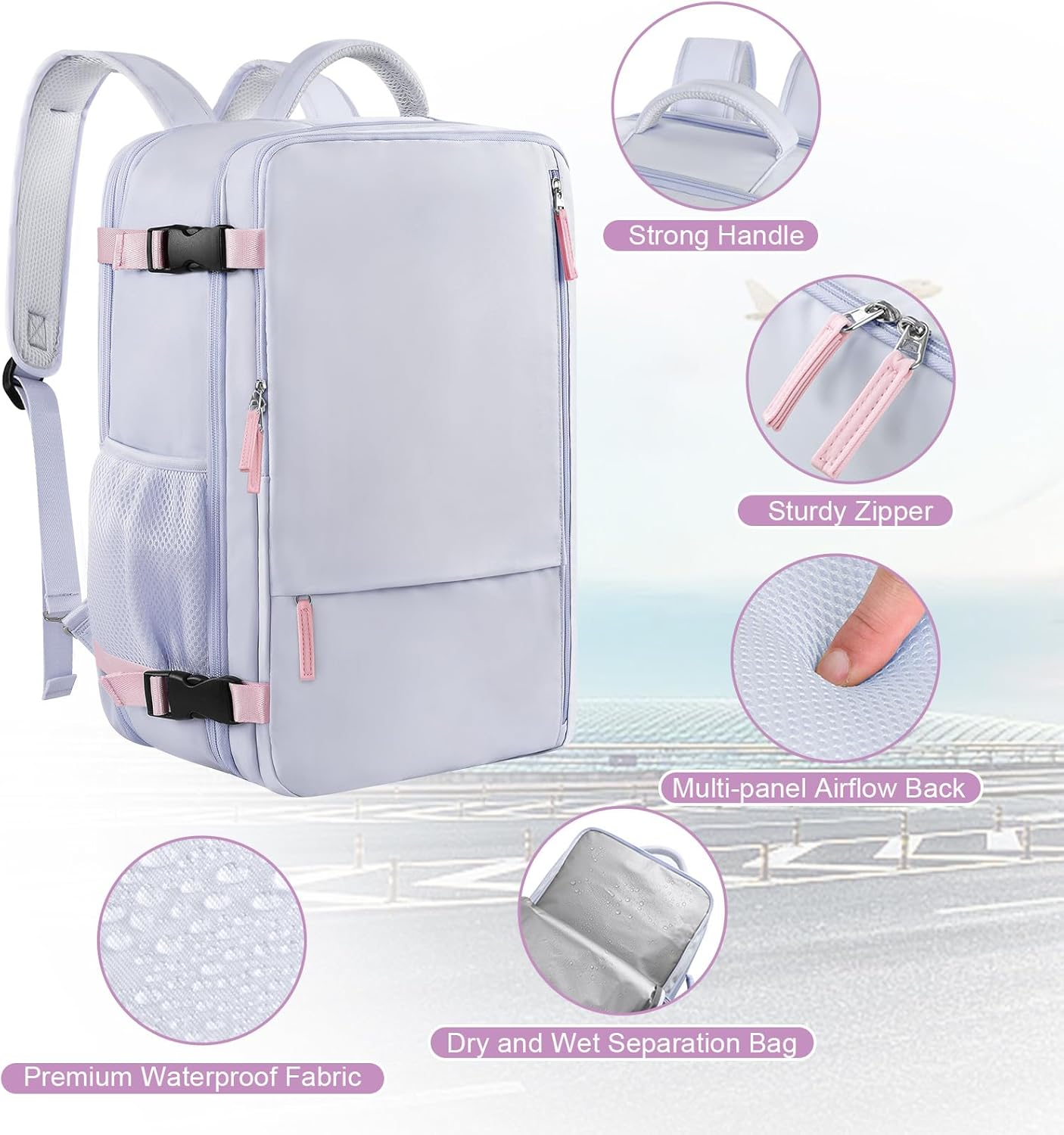 Large Travel Backpack for Women Men, Expandable 40L Carry On Backpack, 17 Inch Laptop Backpack College Bookbag, Waterproof Travel bag as Person Item Flight Approved