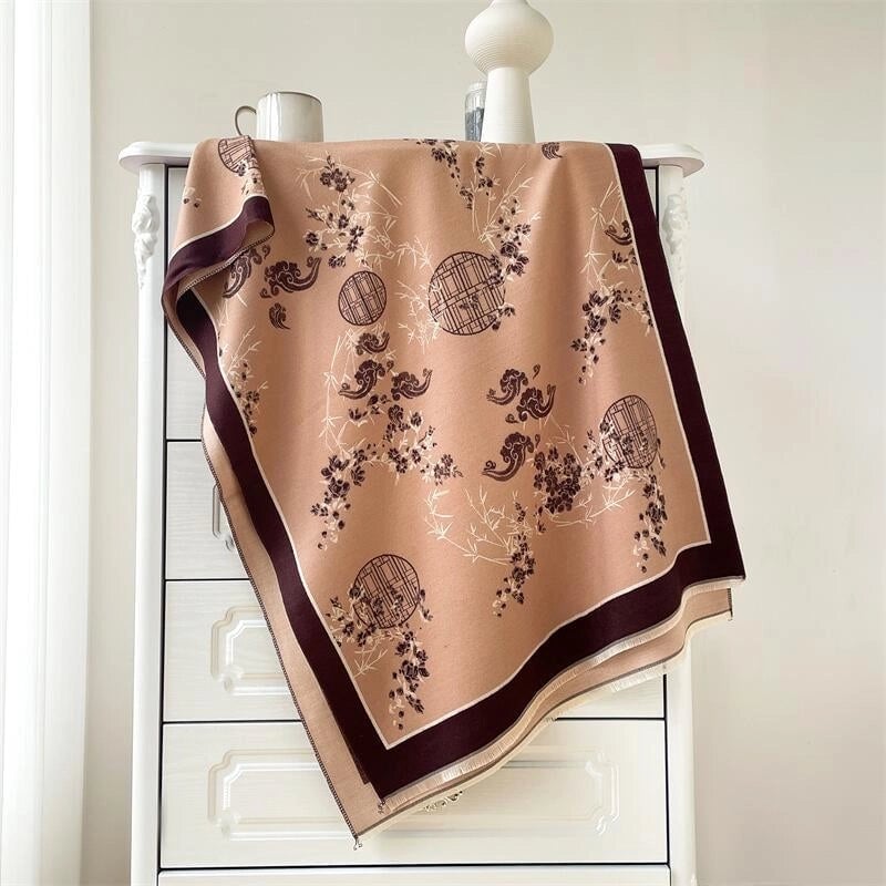 Women's Elegant Plant Imitation Cashmere Scarf