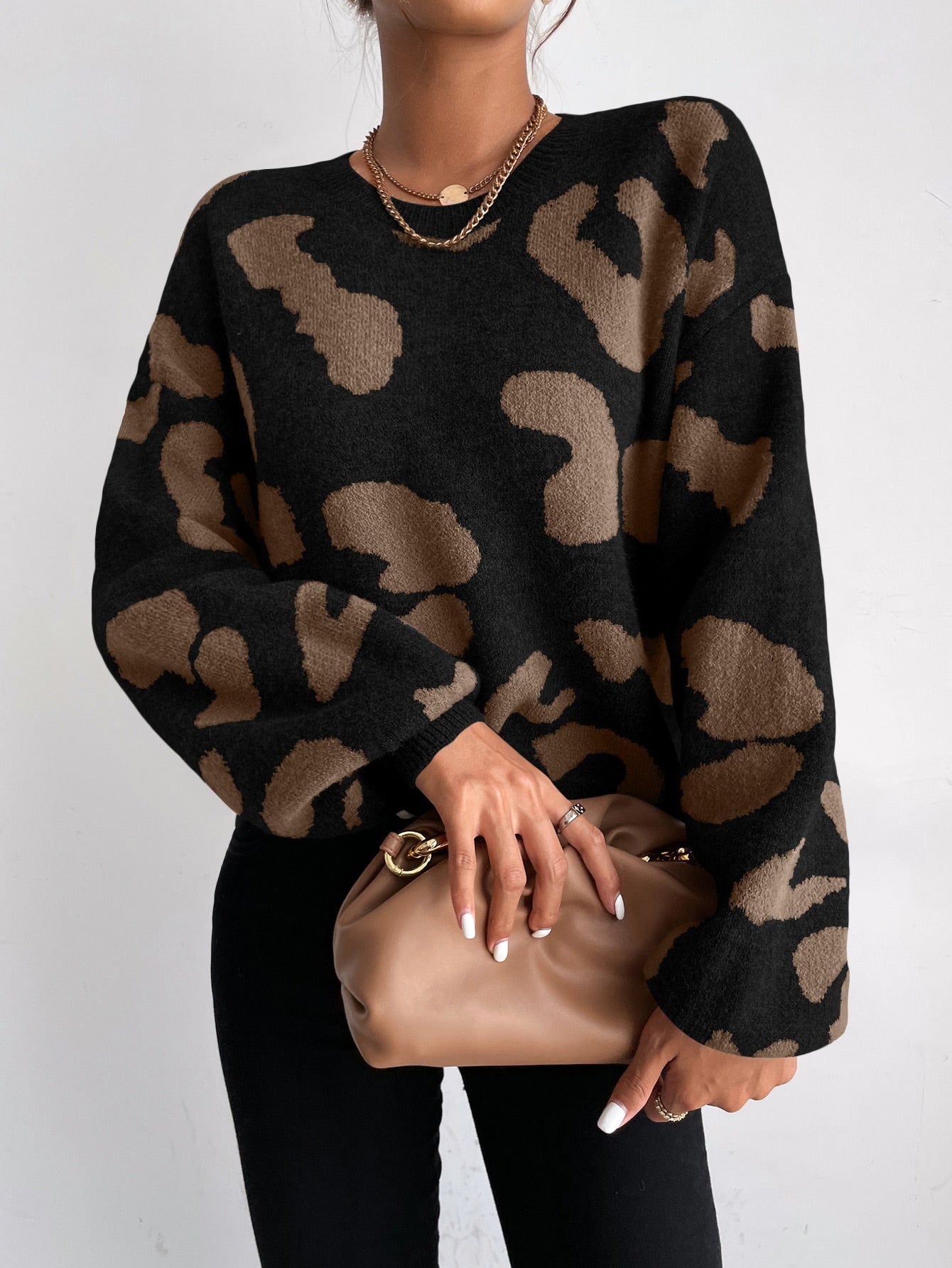 Parien Drop Shoulder Fluffy Knit Sweater