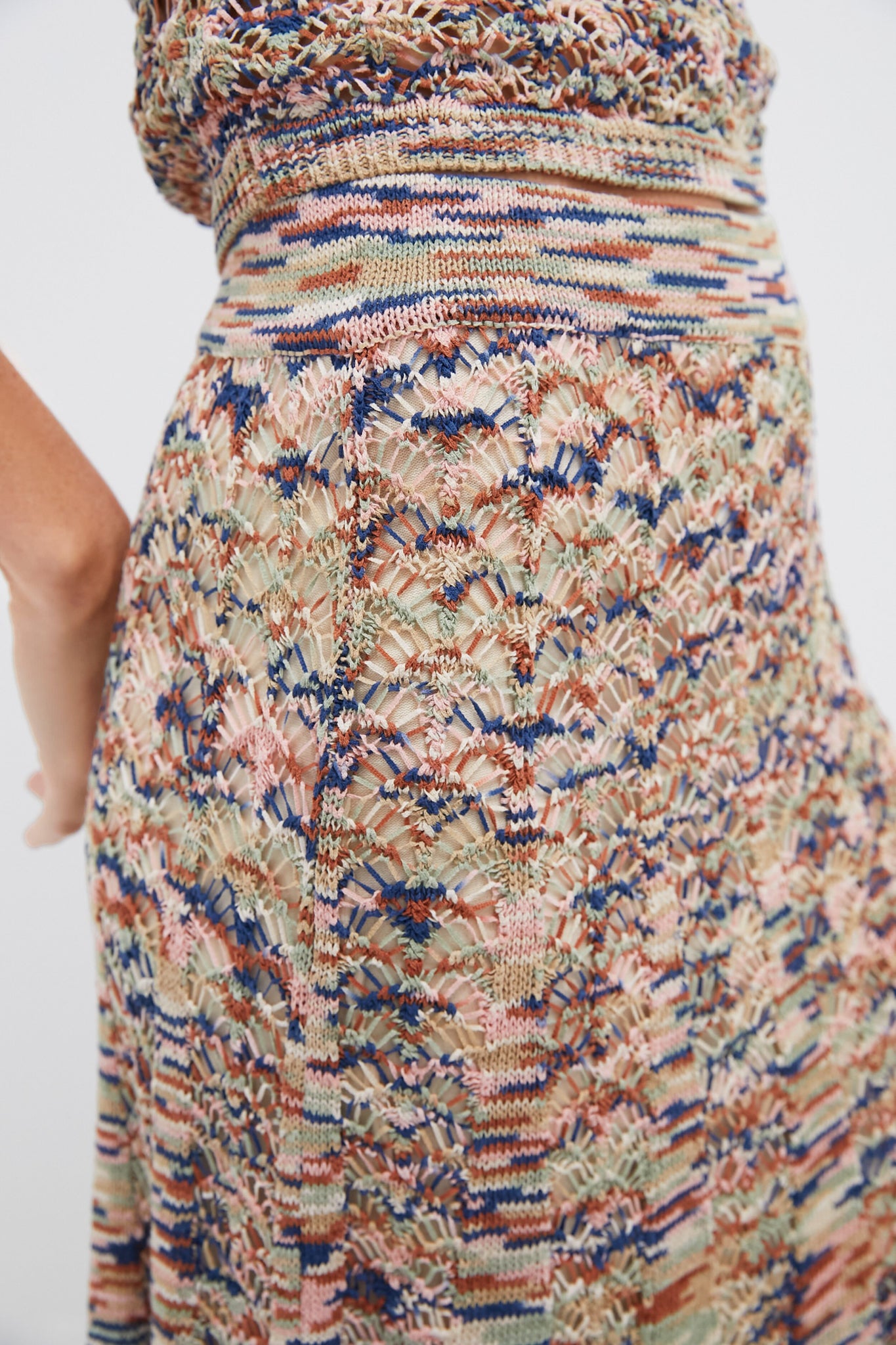 Multi Wylie Flared Knit Skirt