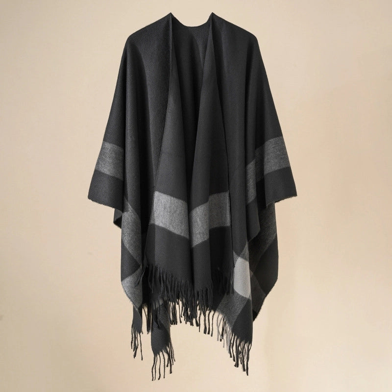 Women's Casual Lattice Polyester Tassel Shawl