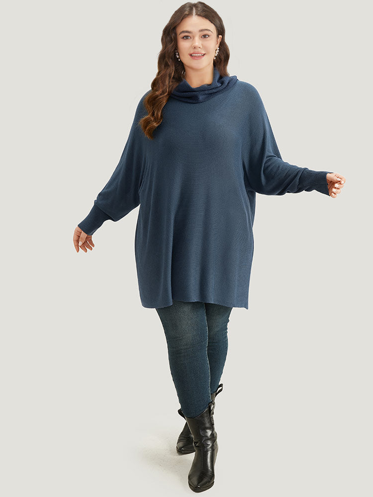 Supersoft Essentials Solid Turtle Neck Batwing Sleeve Pullover