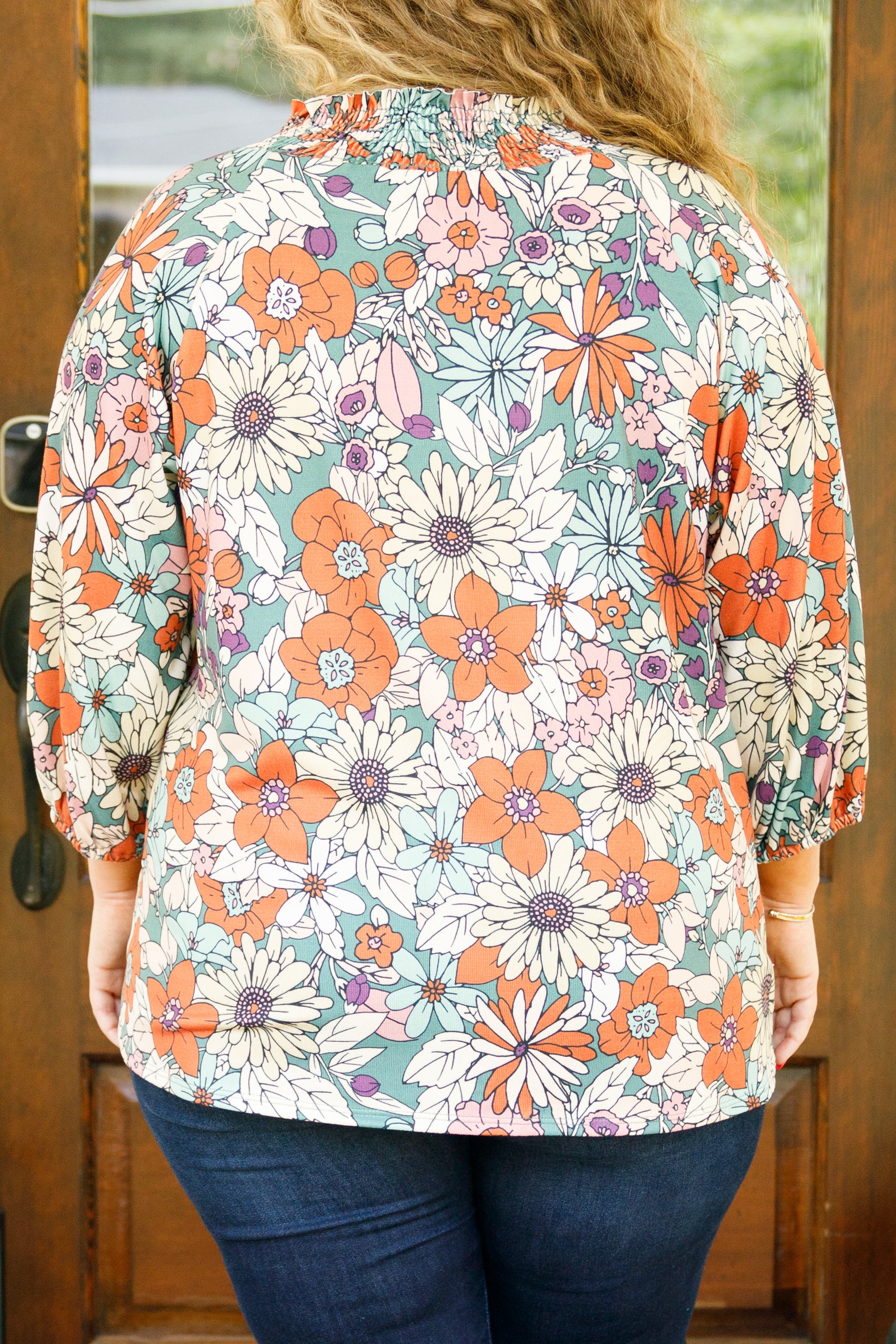Dreaming In Florals Blouse. Dark Sage