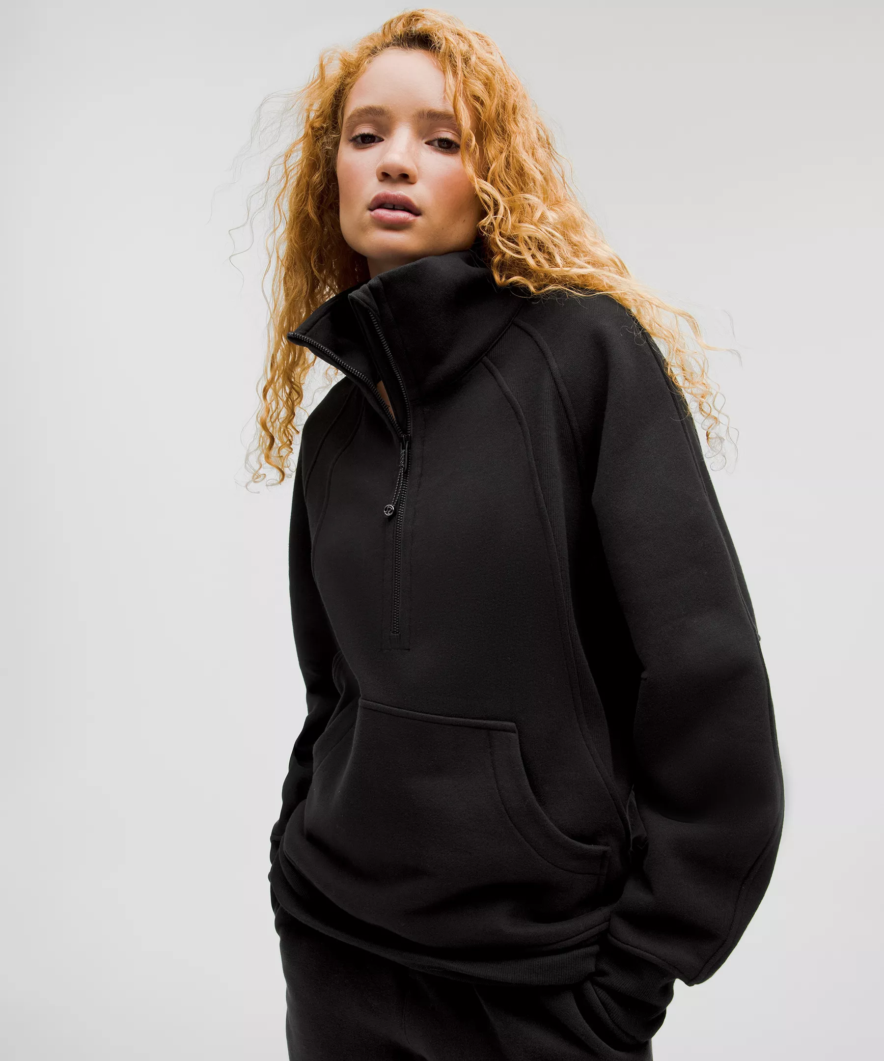 Scuba Oversized Funnel-Neck Half Zip Long