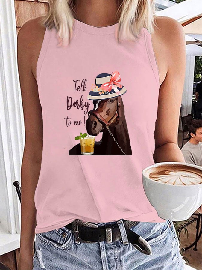 Women's Talk Derby To Me Printed Casual Tank Top