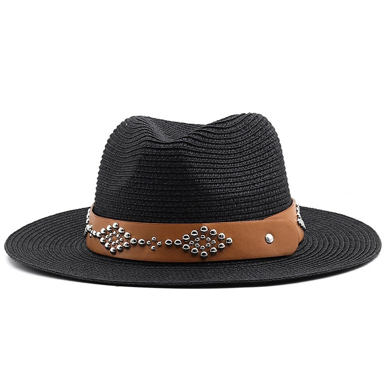 Women's Minimalist Color Block Flat Eaves Straw Hat