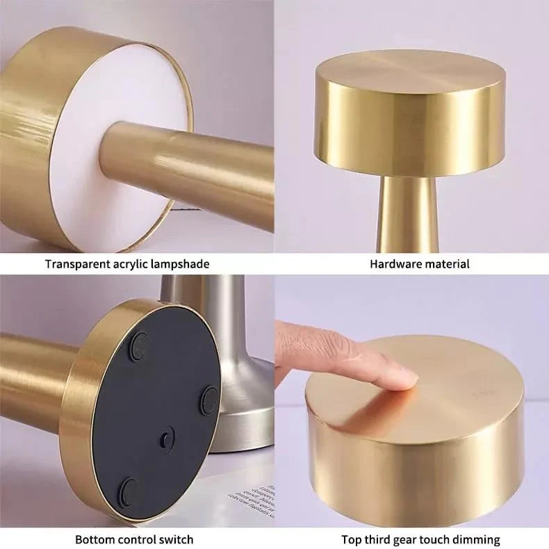Golden LED Desk Lamp with Touch Sensor - 3 Light Modes