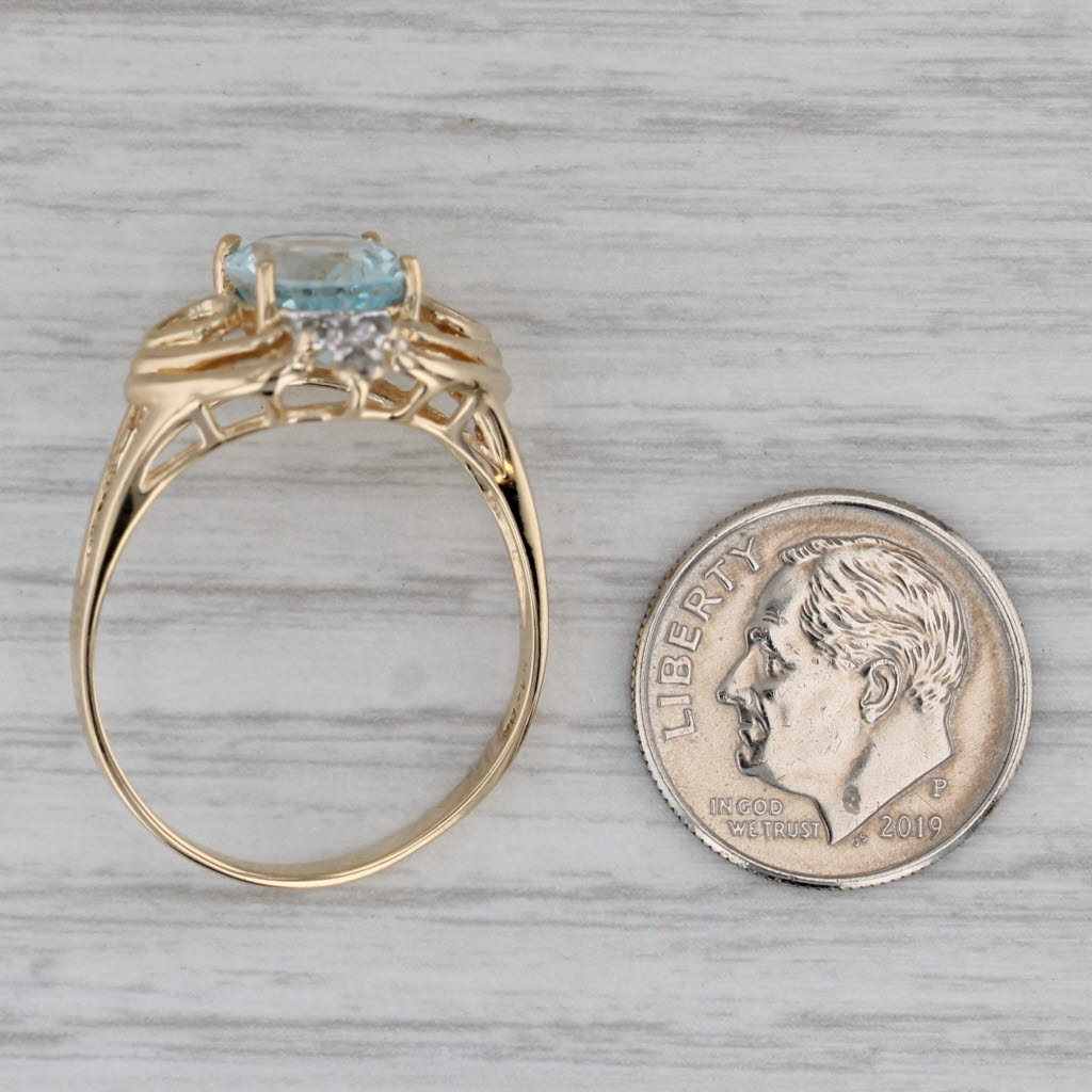 2.50ctw Oval Aquamarine Diamond Ring 14k Yellow Gold Size 10.5