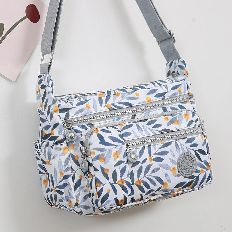Women's Oxford Cloth Printing Vintage Style Square Zipper Crossbody Bag