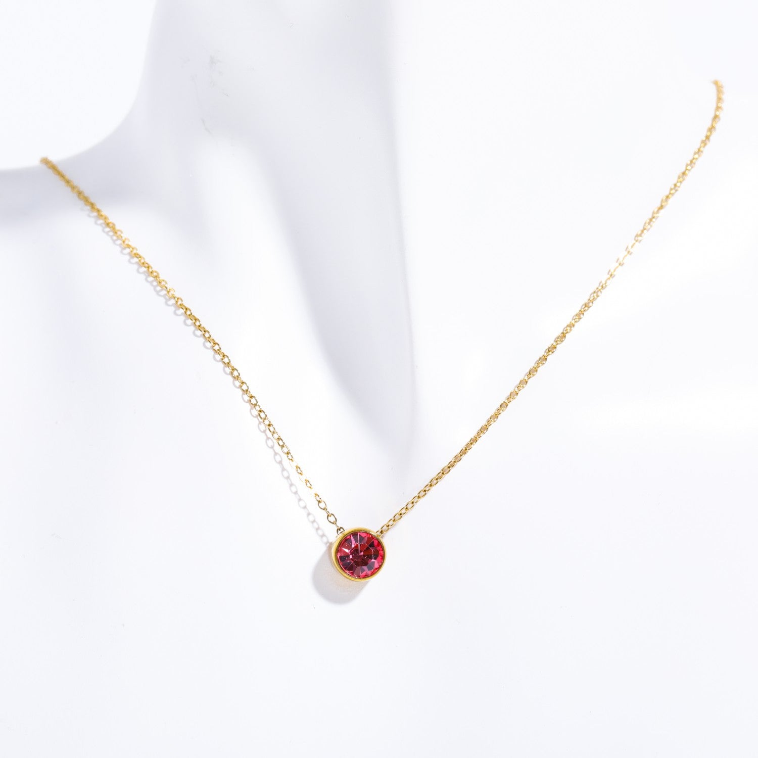 Minimalist Round Geometric Stainless Steel Diamond Inlay Necklaces