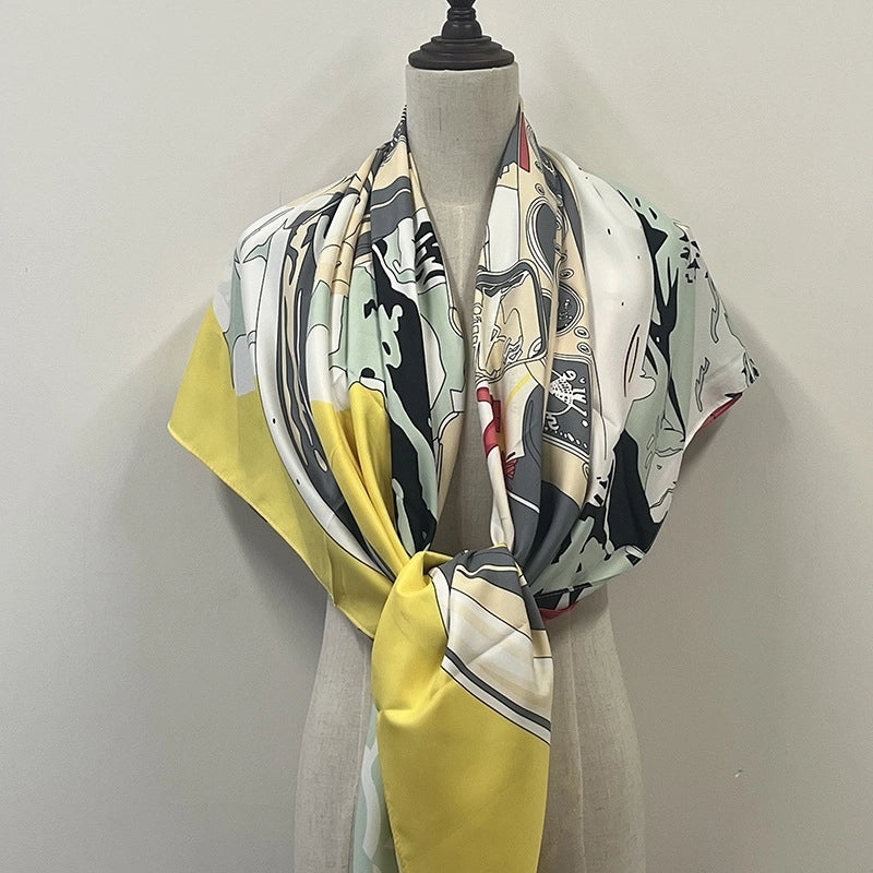 Women's Elegant Minimalist Plant Polyester Silk Scarf