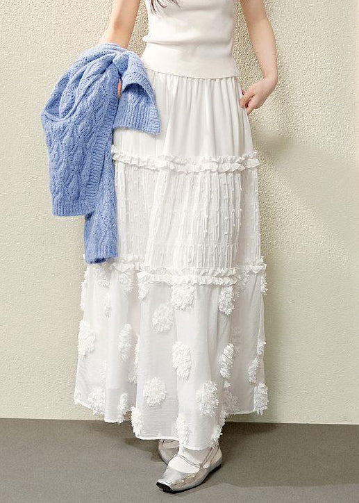 Bohemian White Ruffled High Waist Cotton Skirts Summer