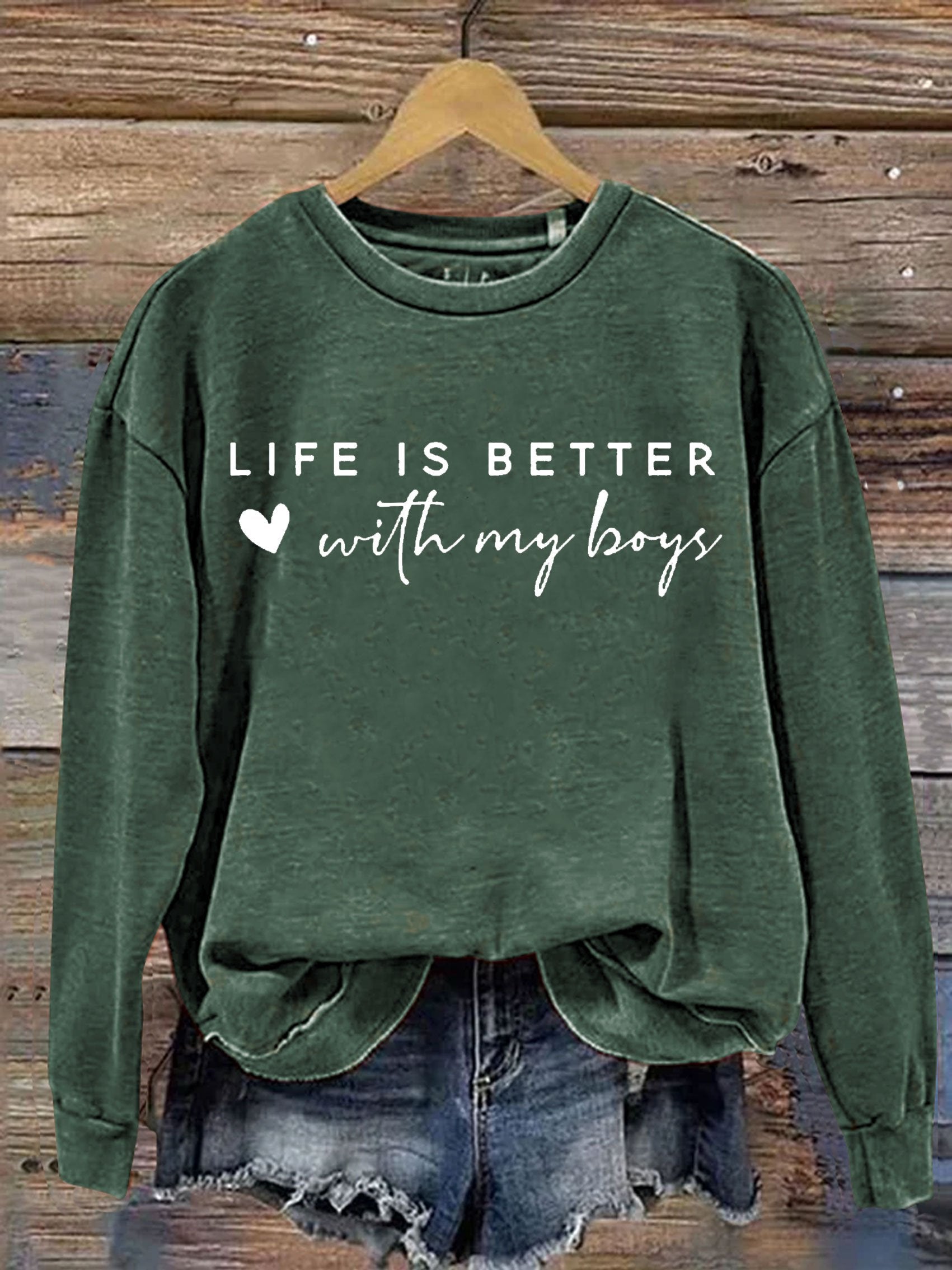 Life is better with my boys Letter Print Casual Sweatshirt