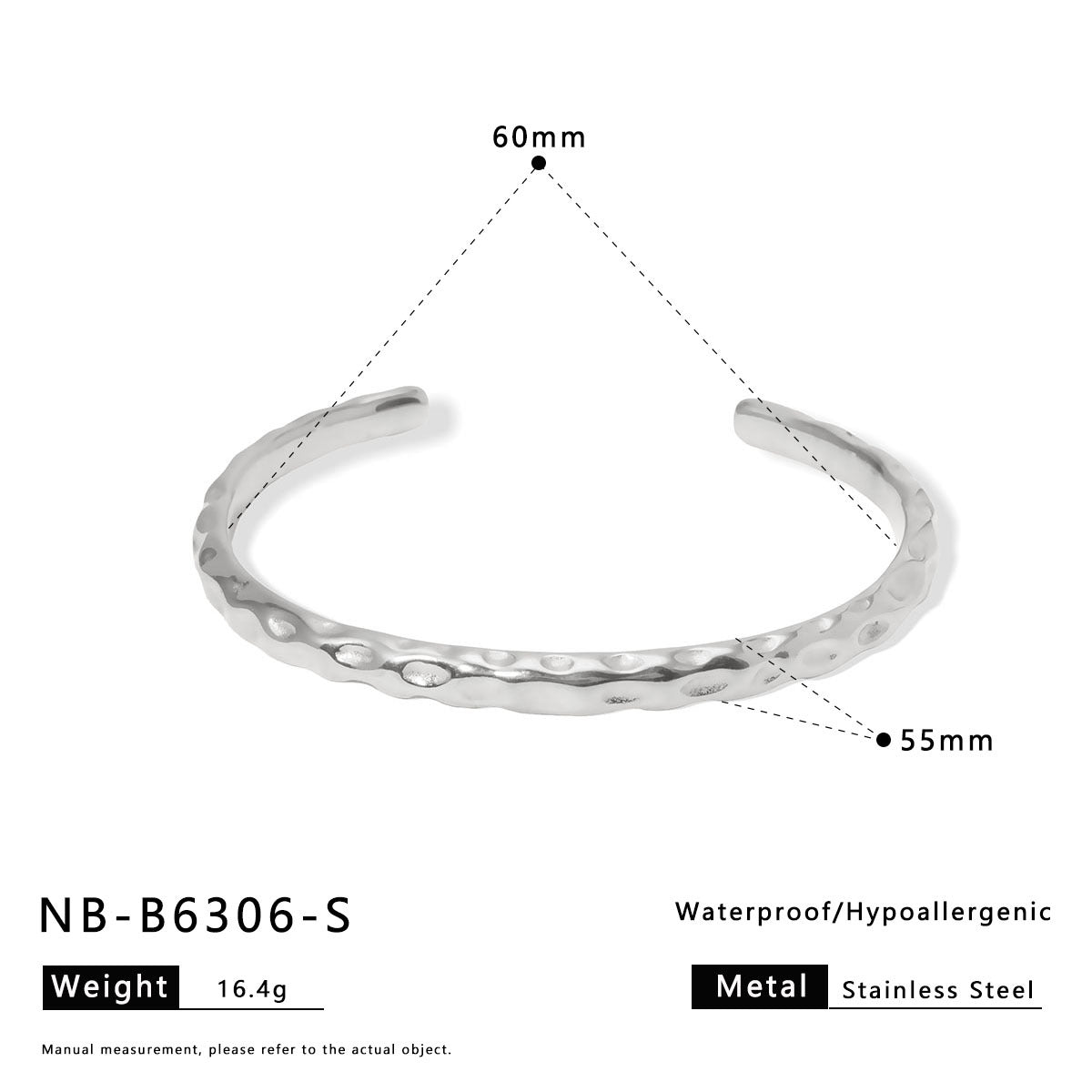 Ins Stainless Steel Zircon Pearl Bracelet C-Shaped Wave Line Open Gold-Plated Bracelet Design Female